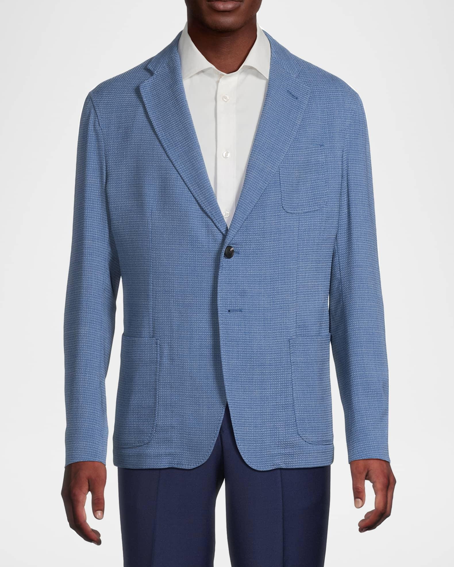 Men's Wool and Cotton Micro-Box Textured Sport Coat Product Image