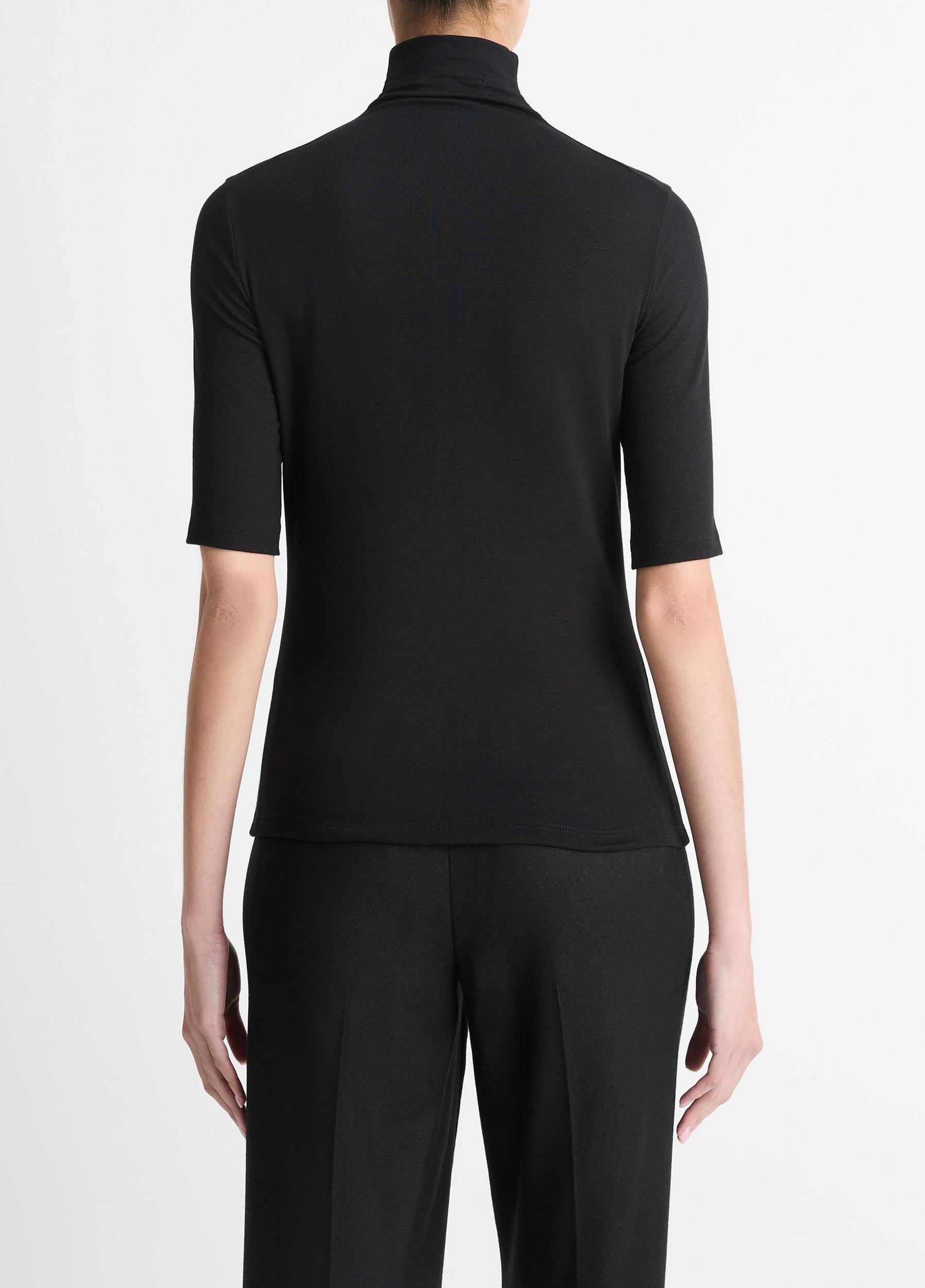 Womens Elbow-Sleeve Turtleneck, Off White, Size XS Vince Product Image