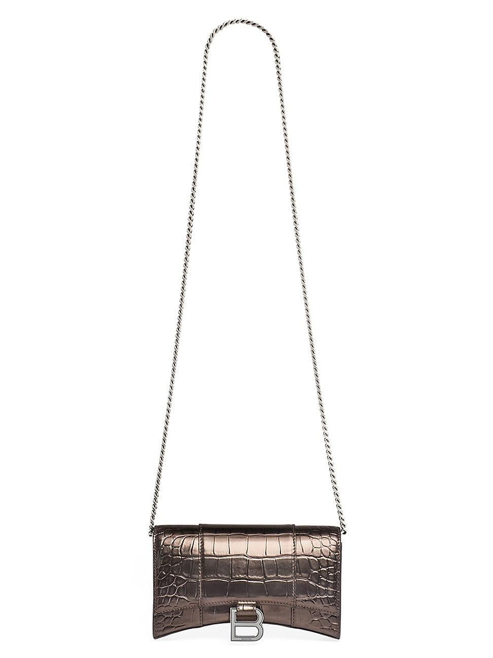Womens Hourglass Wallet with Chain Crocodile Embossed Product Image