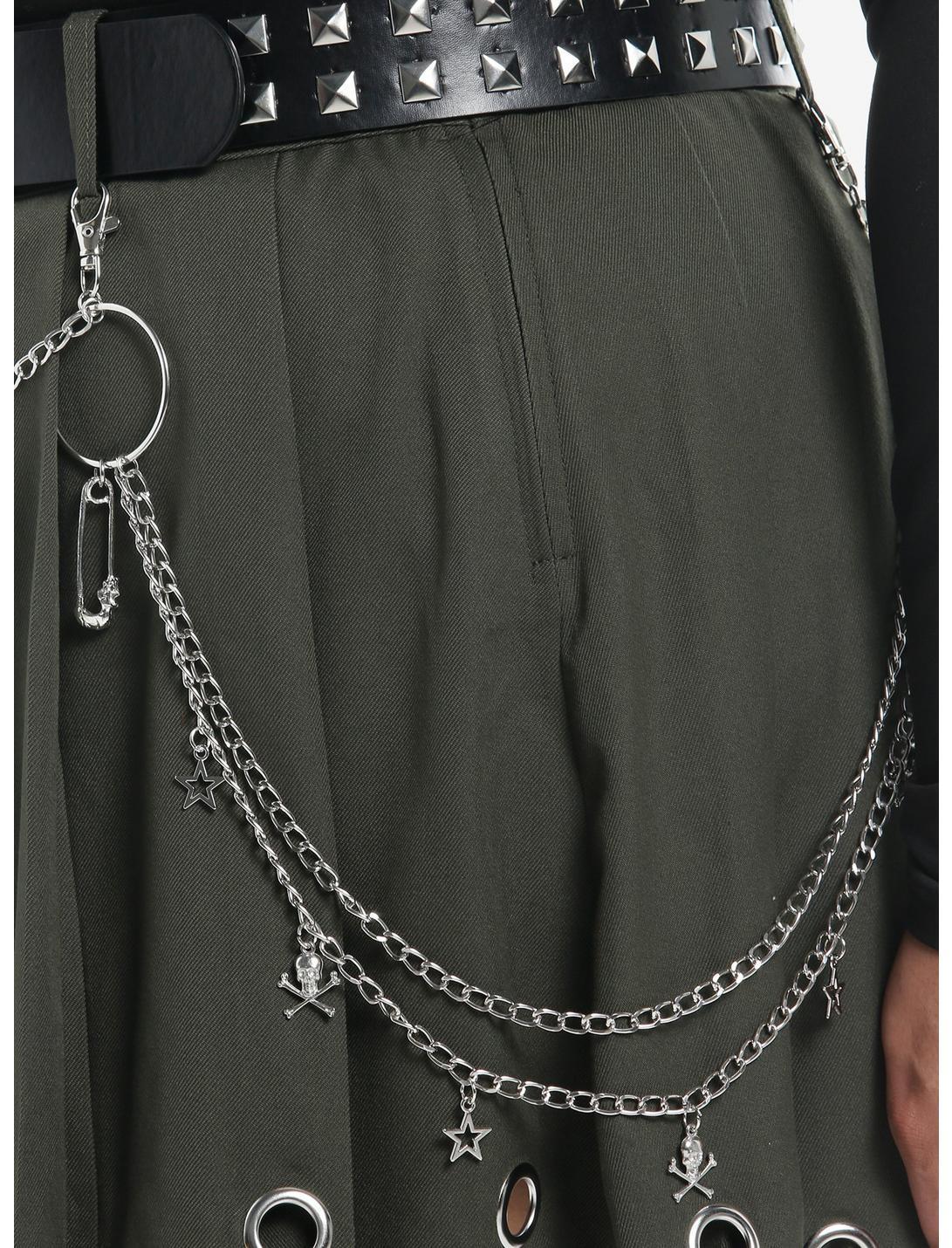 Social Collision Olive Grommet Pleated Skirt With Belt Plus Size Product Image