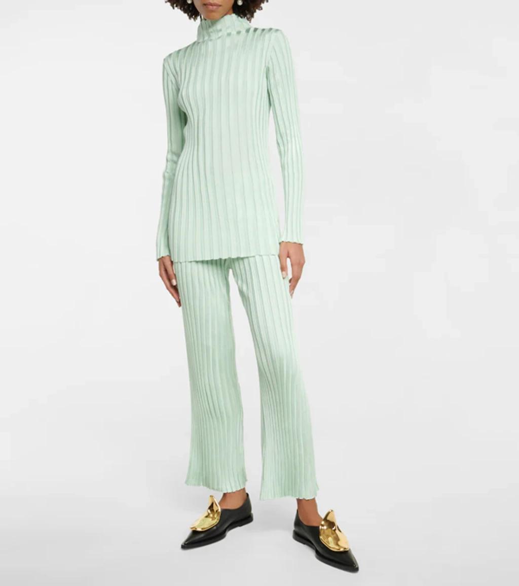JIL SANDER Ribbed Knit High-neck Sweater In Mint Product Image