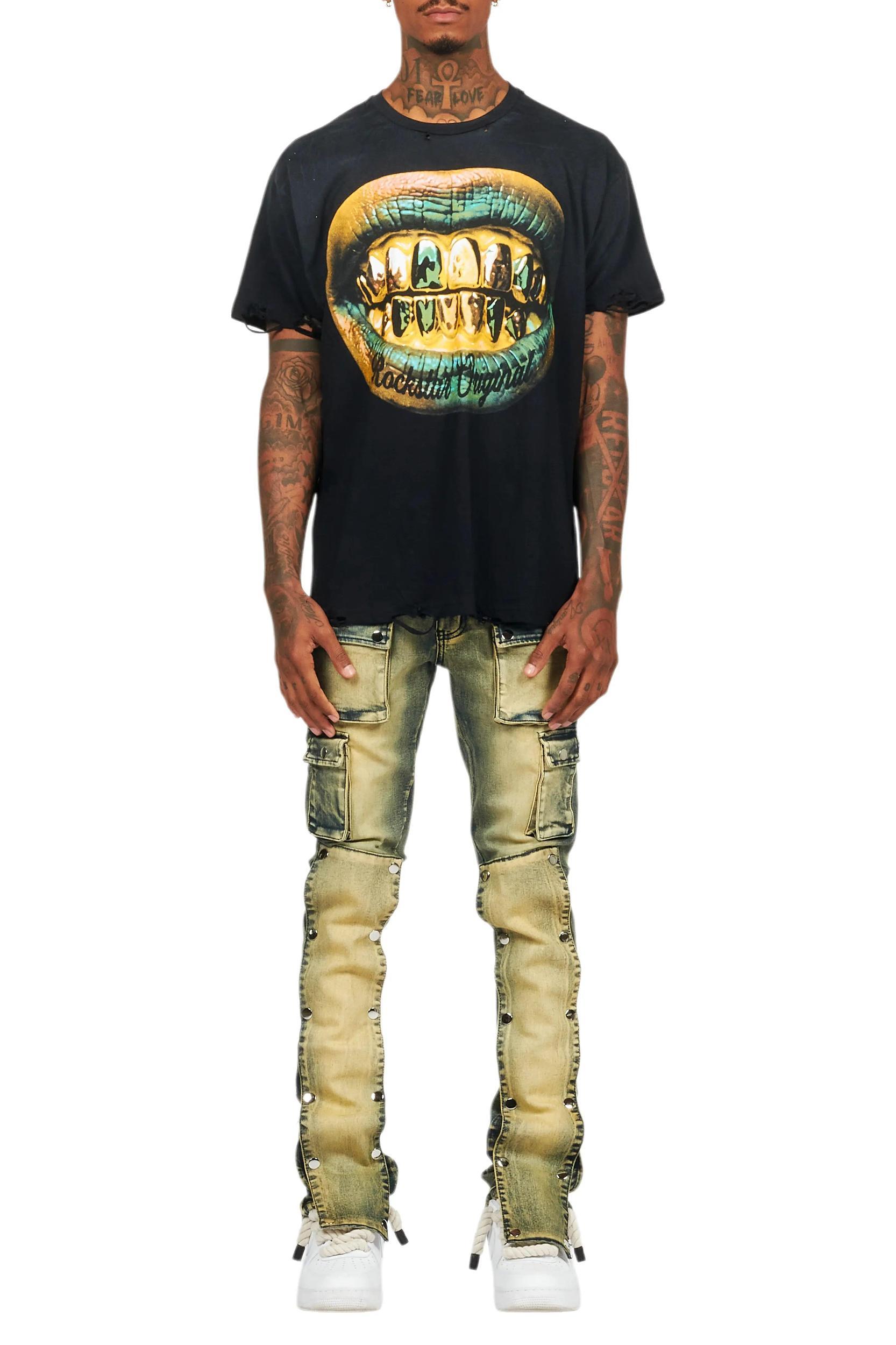 Gonen Black Oversized Graphic T-Shirt Male Product Image