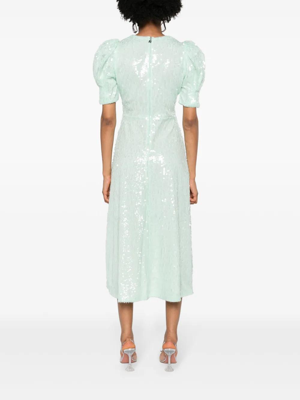 sequinned puff-sleeve midi dress   Product Image