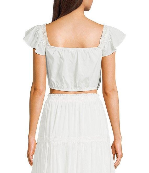 Blu Pepper Flutter-Sleeve Lace-Trimmed Crop Top Product Image