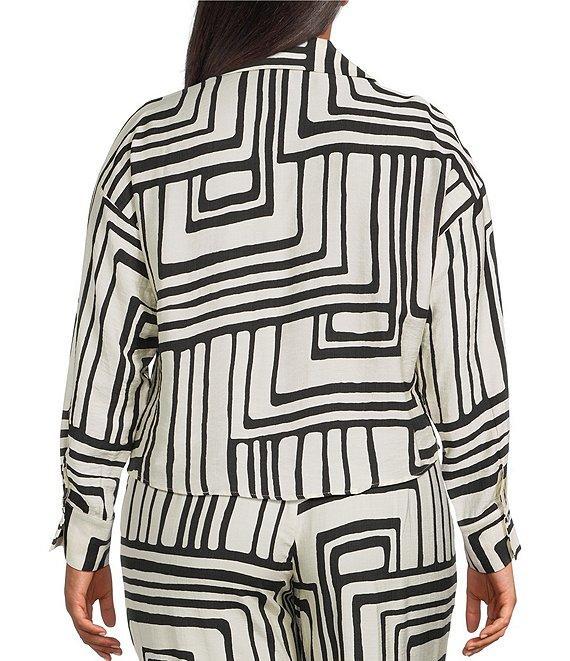 Lucy Paris Plus Rue Button Down Tie Front Printed Coordinating Blouse Product Image