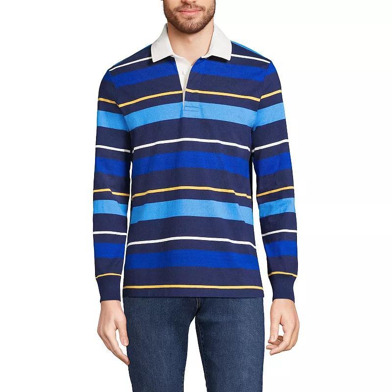 Men's Lands' End Striped Rugby Shirt, Size: Small, Almond Green Product Image