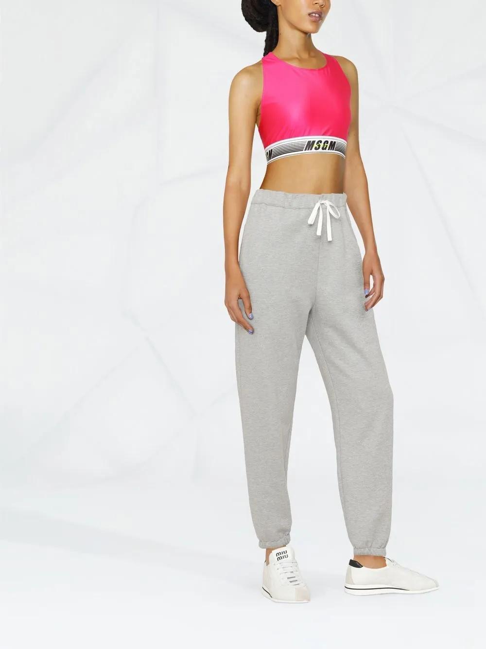 MSGM Logo-print Cropped Top In Pink Product Image