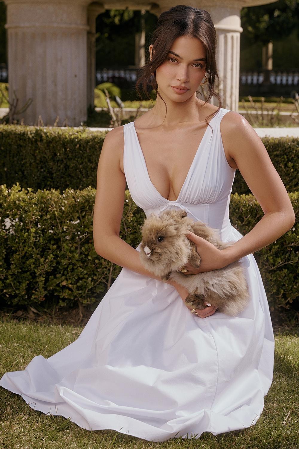 Emmelina White Cotton Corset Sundress Product Image