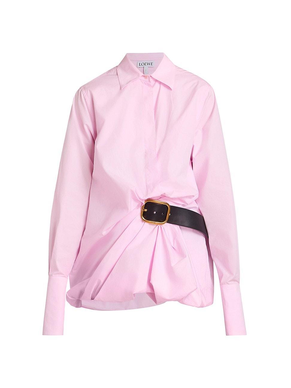 Womens Belted Cotton-Blend Shirt Product Image