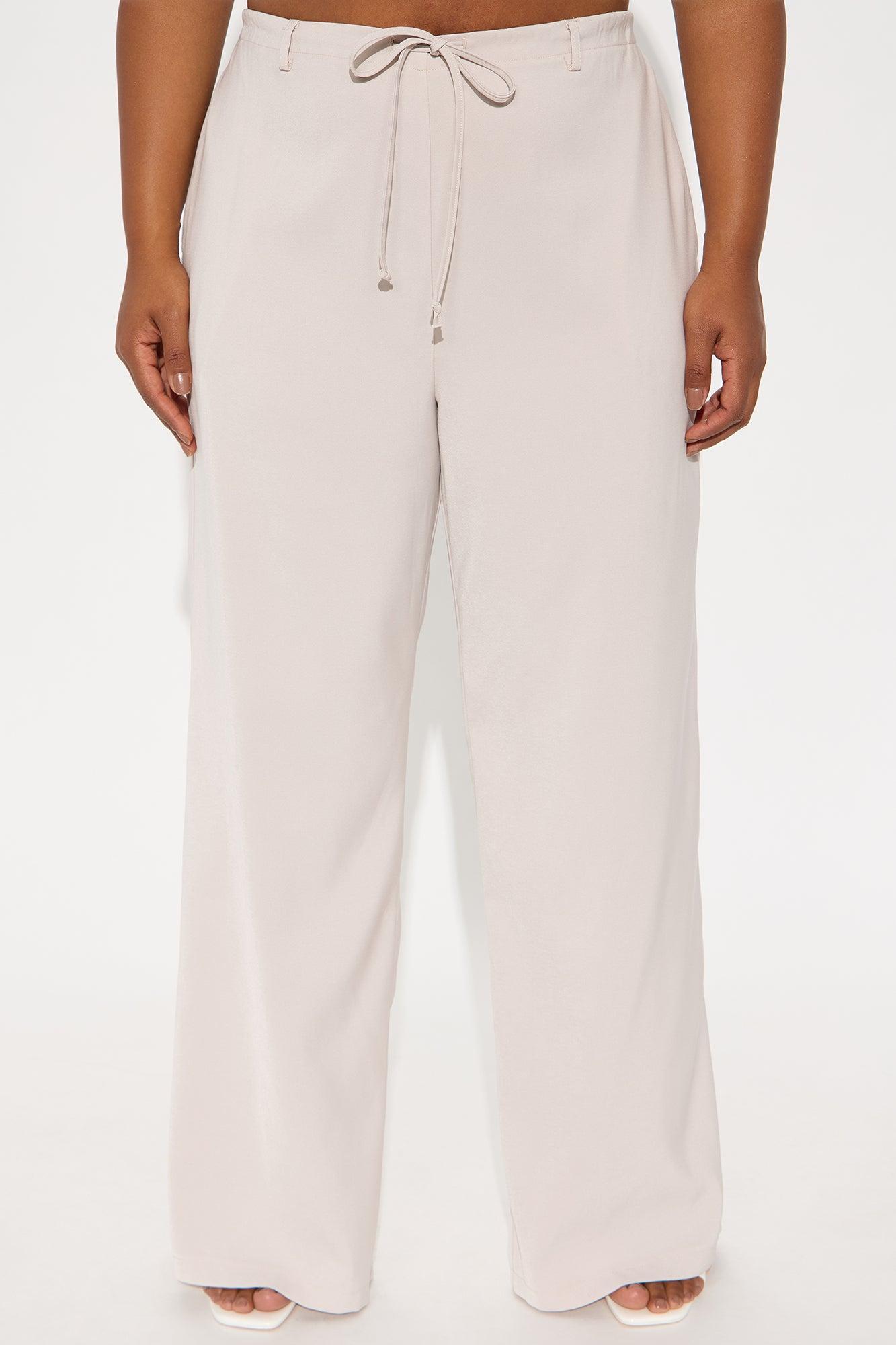 Yessica Wide Leg Twill Trouser - Taupe Product Image