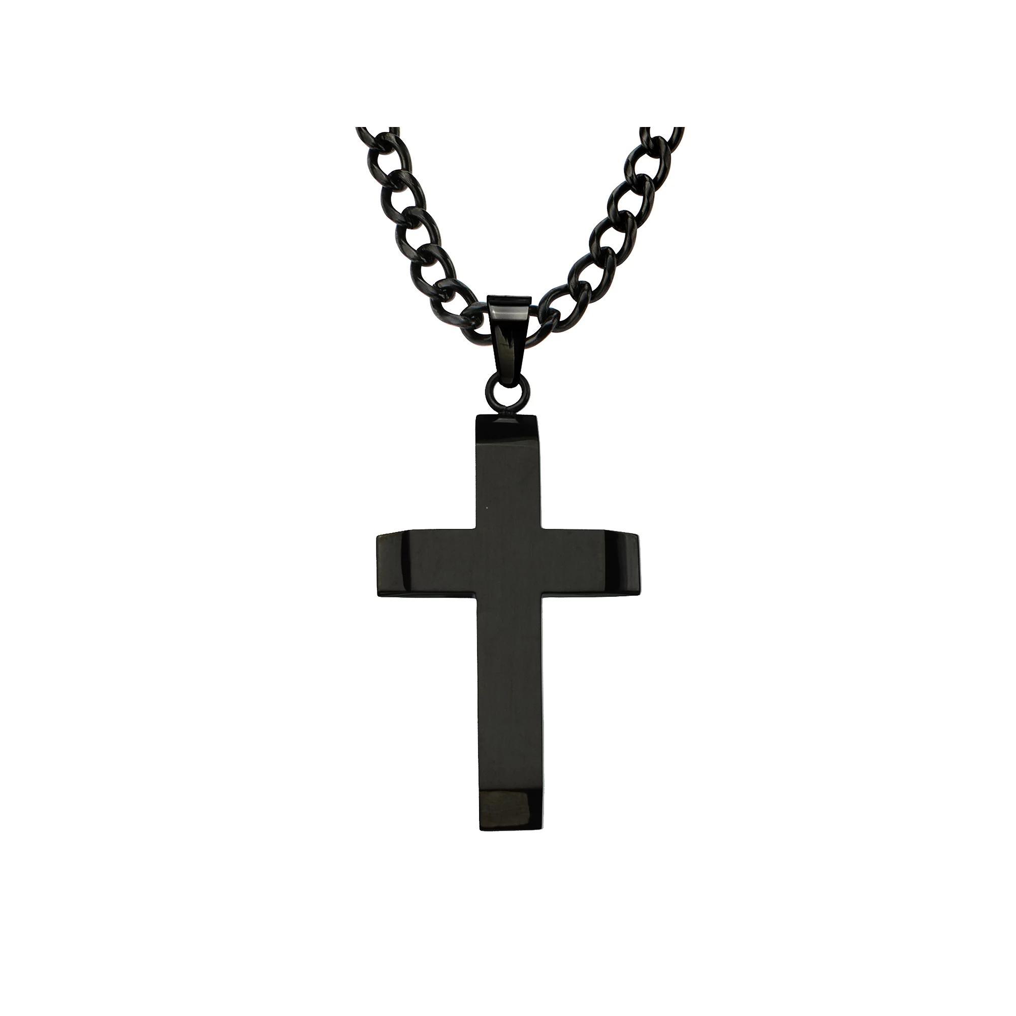 Men's Stainless Steel Black Cross Pendant Necklace, Size: 24", Two Tone Product Image