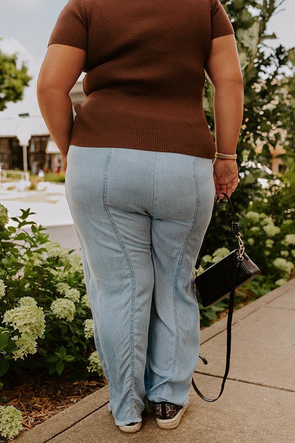 The Winnie High Waist Wide Leg Chambray Pants Curves Product Image