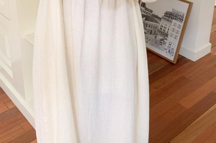 Long Sleeve Square Neck Bow Ruffle Pajama Dress Product Image