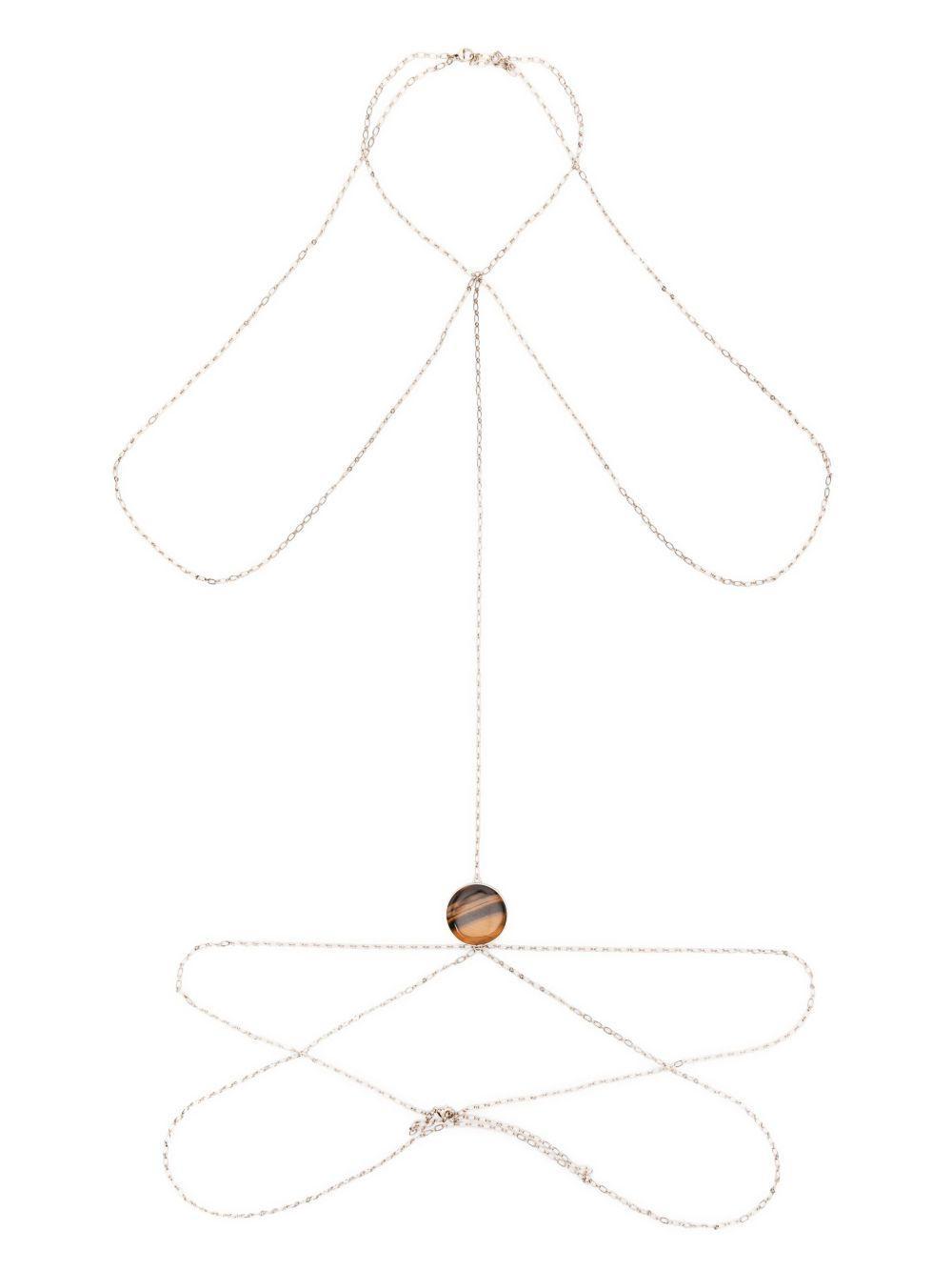 stone-pendant brass body chain Product Image