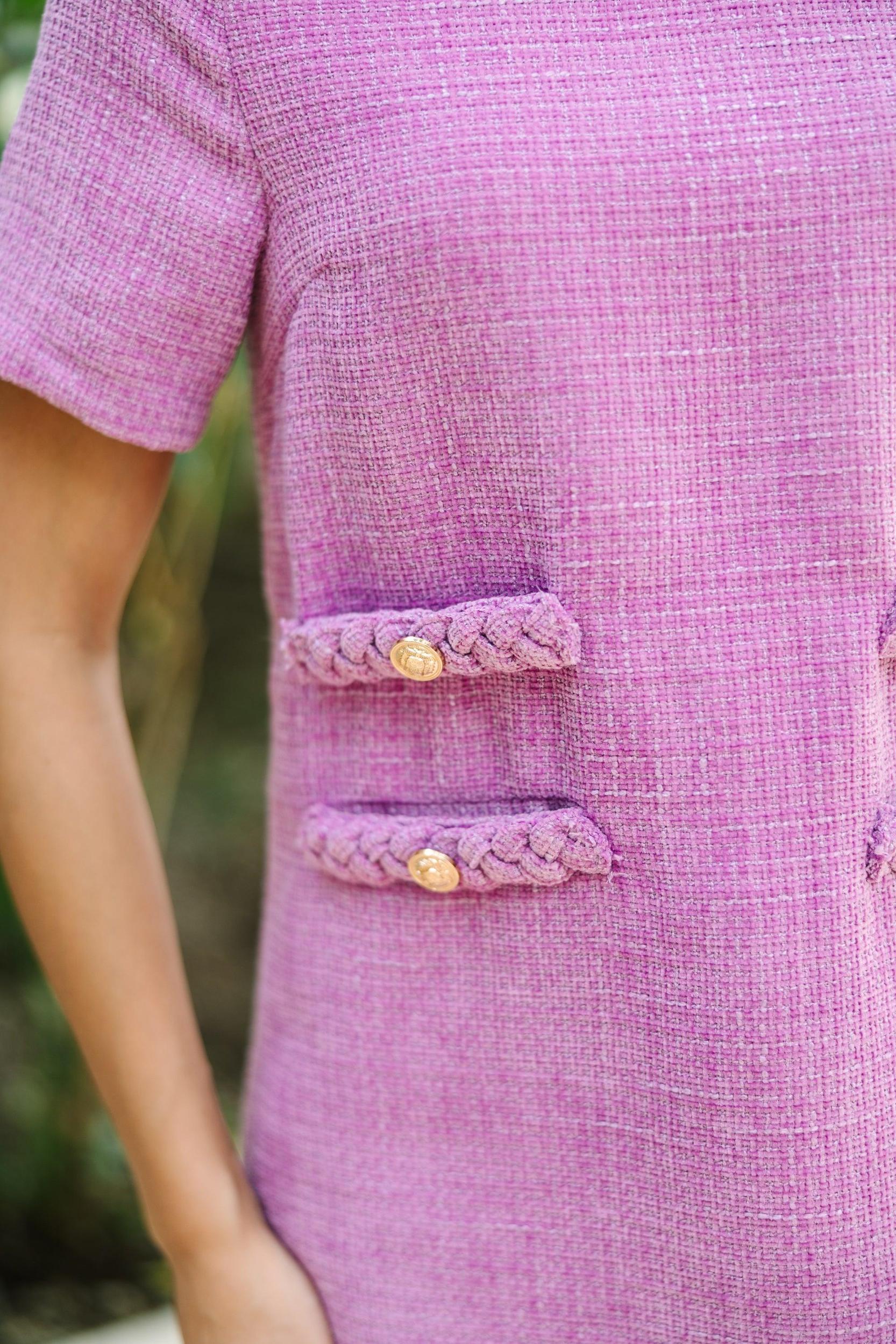 Ask You Out Lavender Purple Tweed Dress Female Product Image