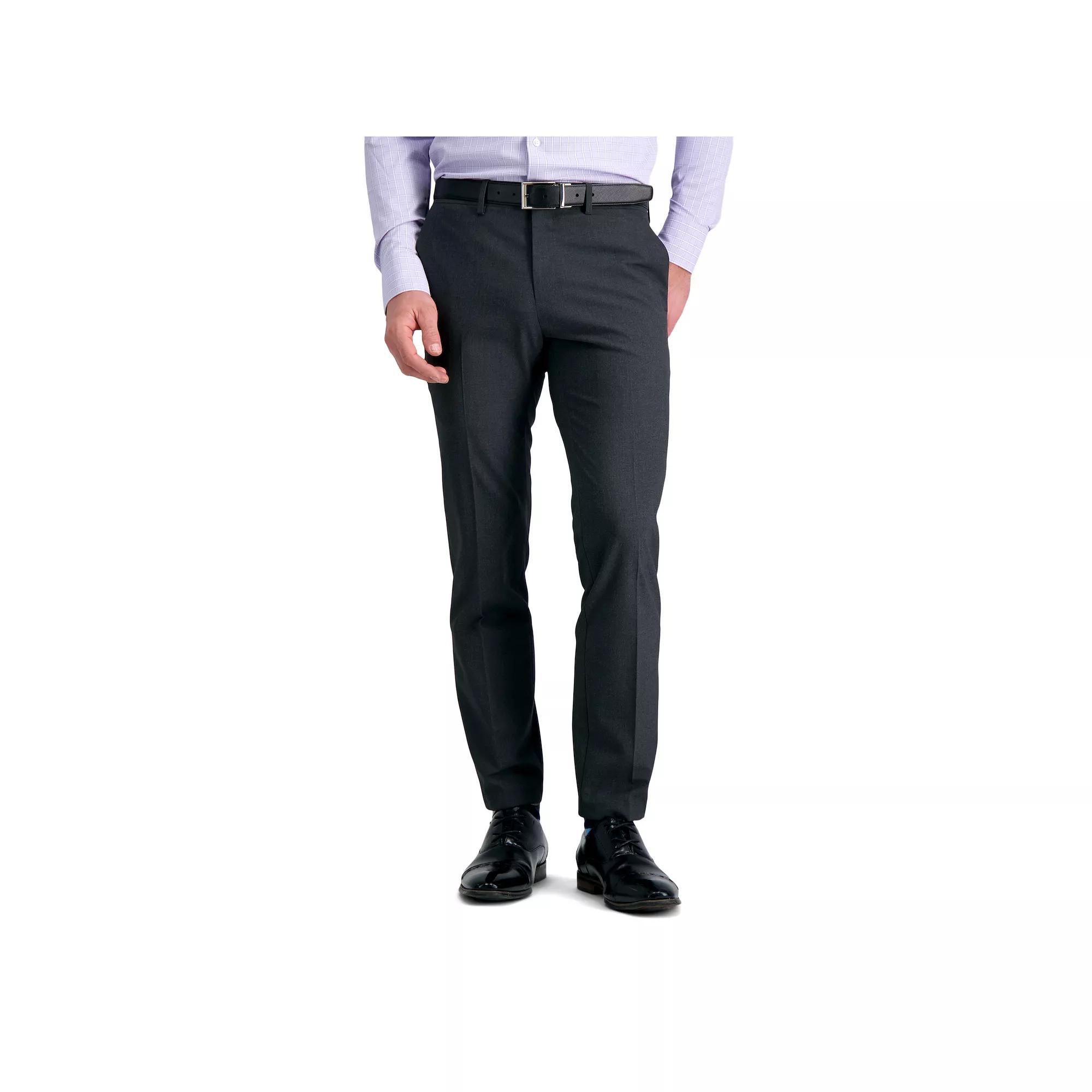 Mens J.M Haggar 4-Way Stretch Ultra-Slim Flat-Front Dress Pants Grey Heather Product Image