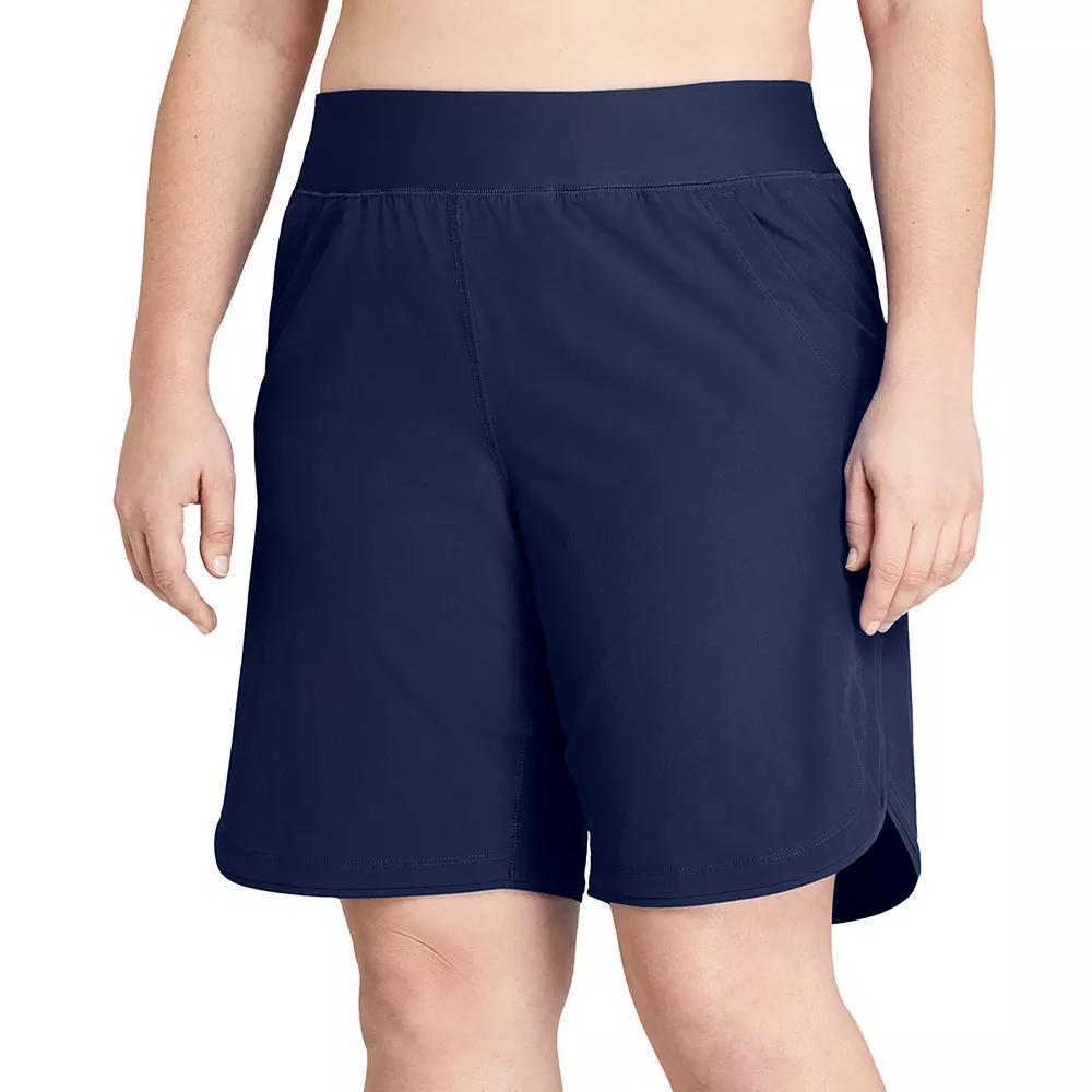 Women's Lands' End 9" Quick Dry Board Shorts Swim Cover-up, Size: 18, Black Product Image