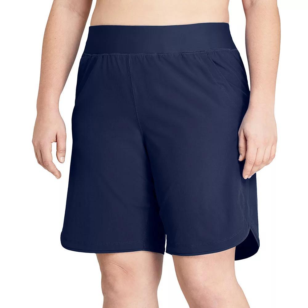 Women's Lands' End 9" Quick Dry Board Shorts Swim Cover-up, Size: 18, Black Product Image