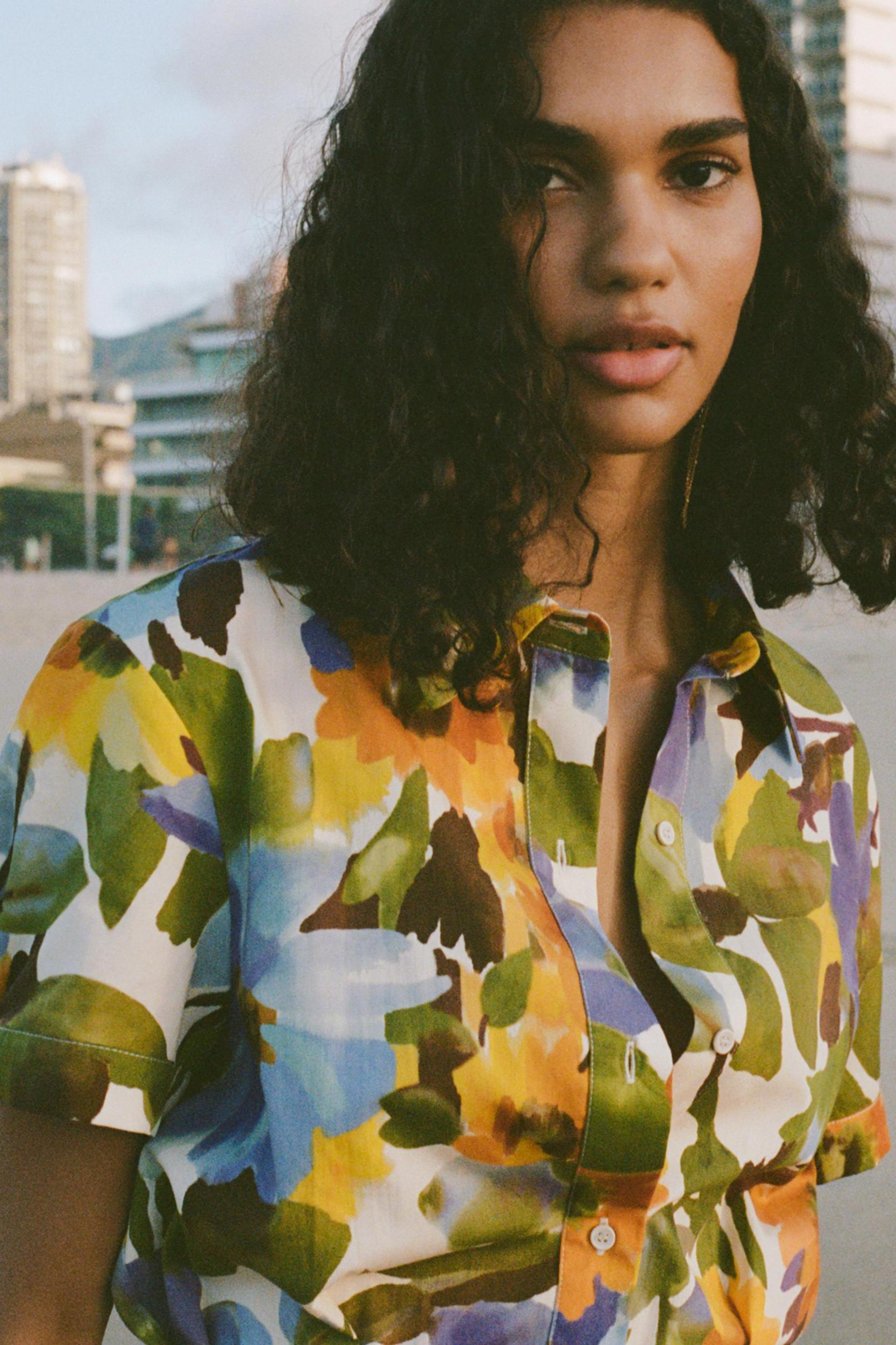 PRINTED POPLIN MIDI DRESS Product Image