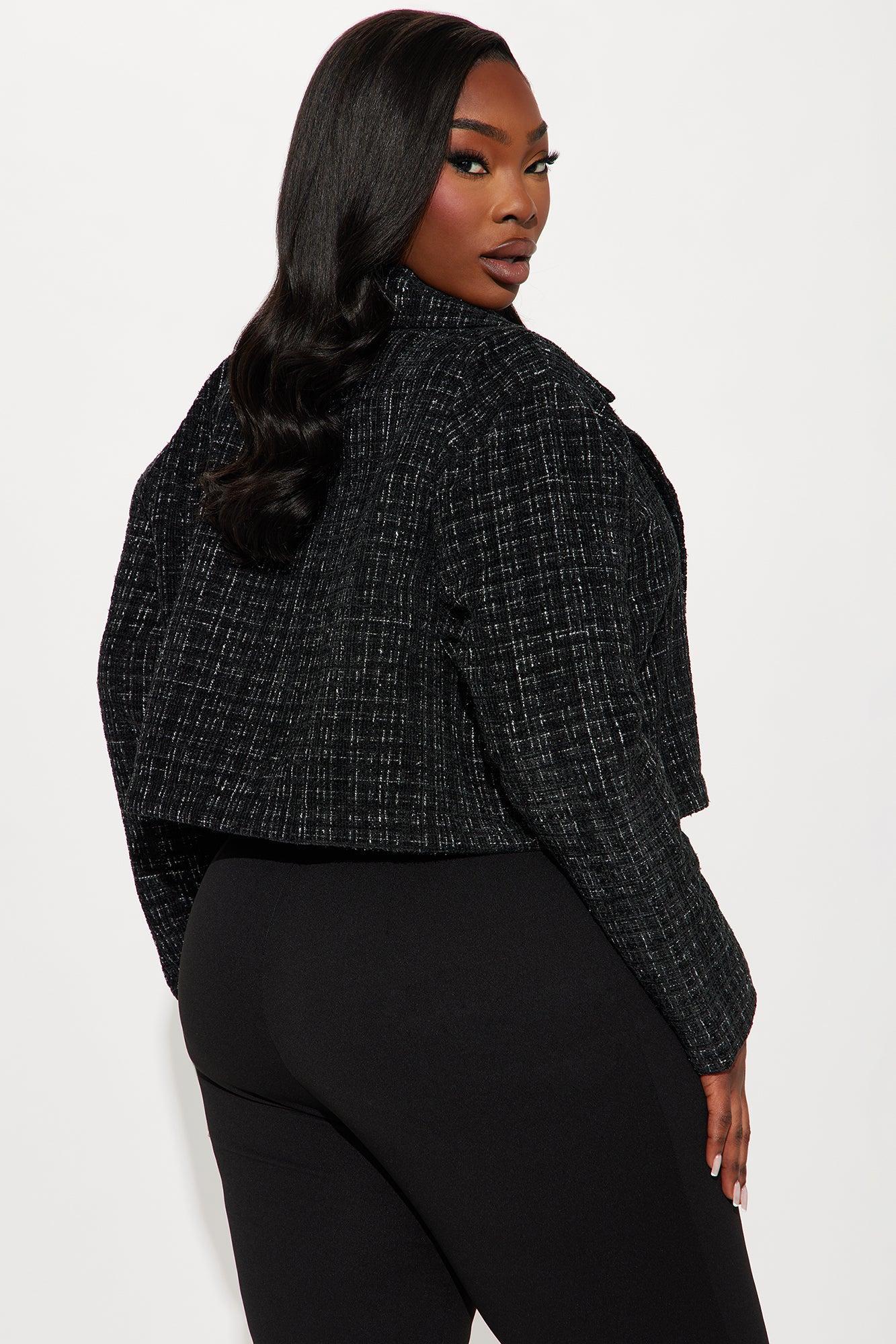 Charlie Tweed Cropped Blazer - Black Product Image