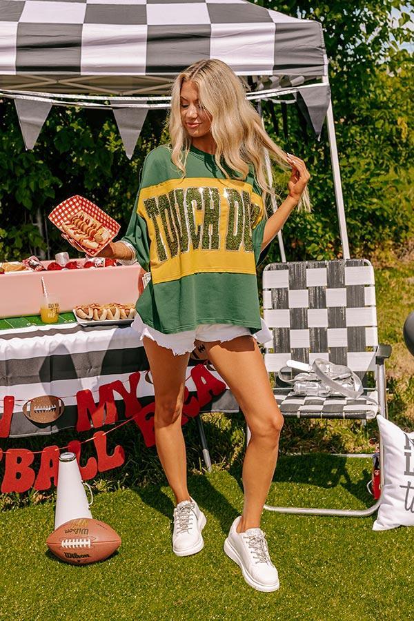 It's a Touch Down Sequin Oversized Tee in Green Product Image