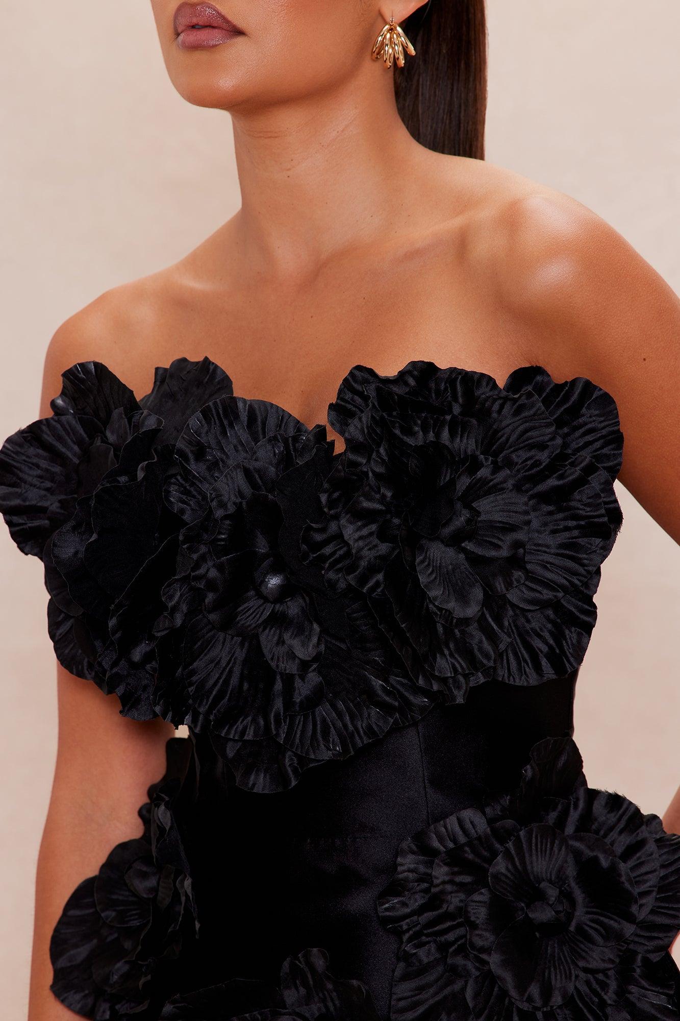 Dara Draped Taffeta Mini Dress - Black Product Image