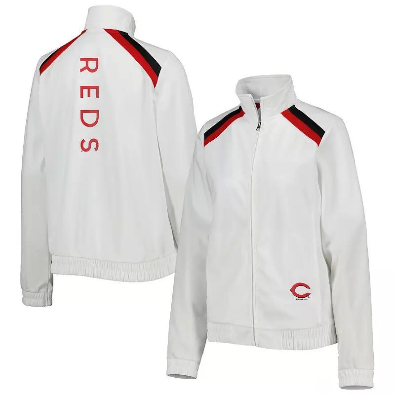 Women's G-III 4Her by Carl Banks White Cincinnati Reds Red Flag Full-Zip Track Jacket, Size: 2XL, Red White Product Image