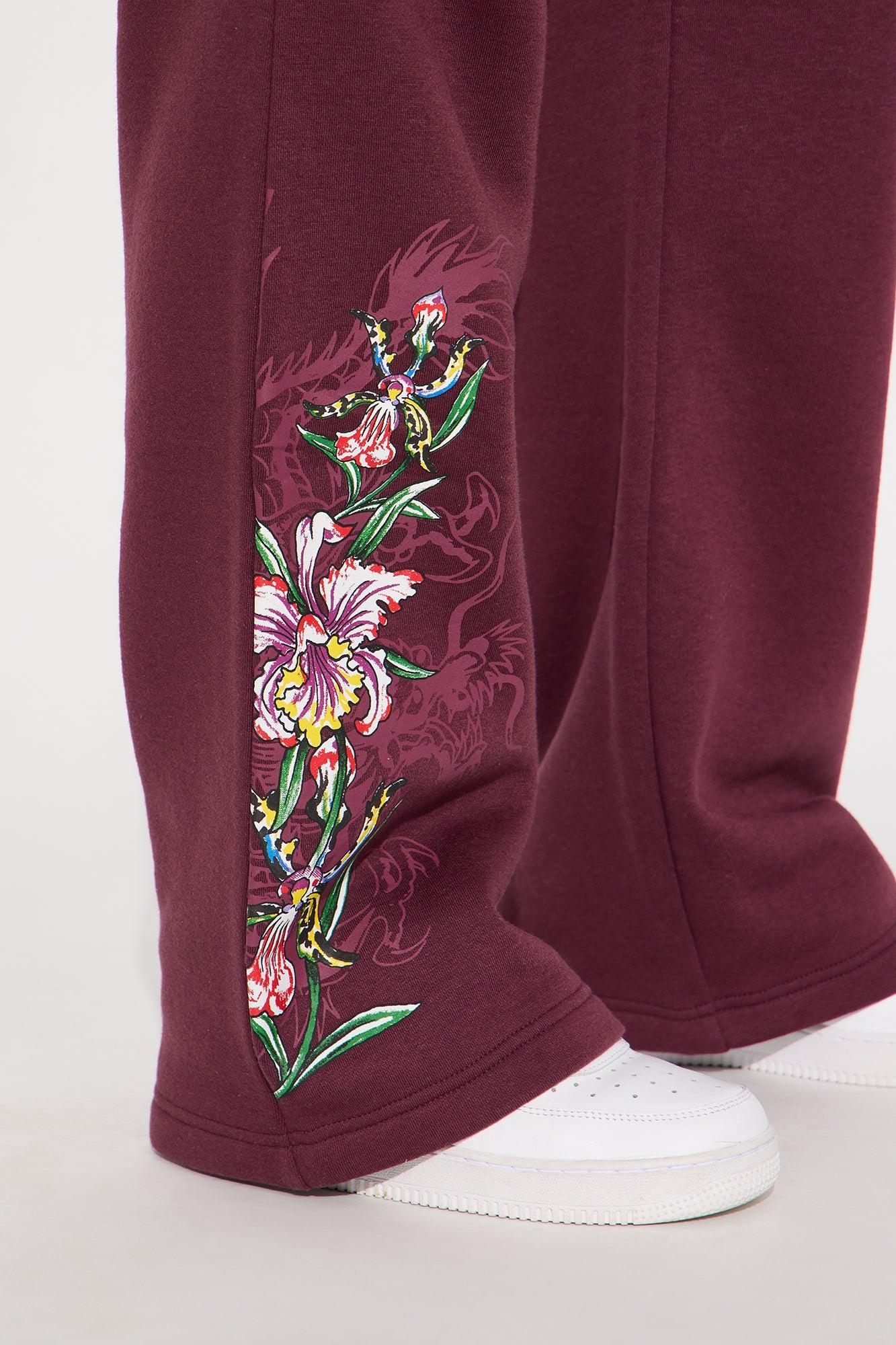 Ed Hardy Orchids Wide Leg Pant - Plum Product Image