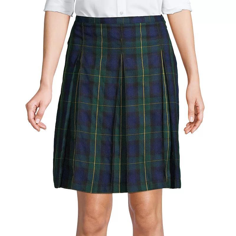Women's Lands' End School Uniform Plaid Box Pleat Skirt, Size: 2, Clear Blue Plaid Product Image