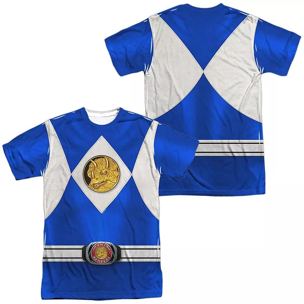 Mens Power Rangers Blue Ranger Emblem Costume Sublimated Graphic Tee Product Image