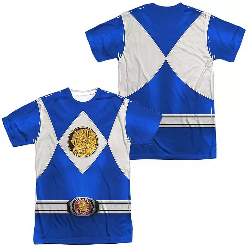 Mens Power Rangers Blue Ranger Emblem Costume Sublimated Graphic Tee Product Image
