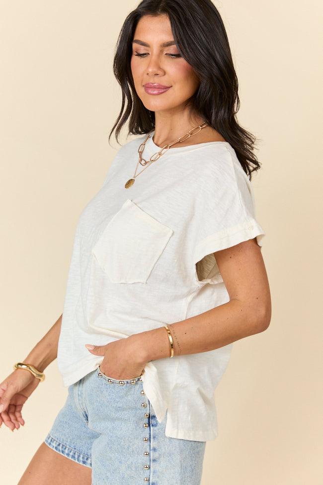All Washed Up Ivory Knit Pocket Tee FINAL SALE Product Image