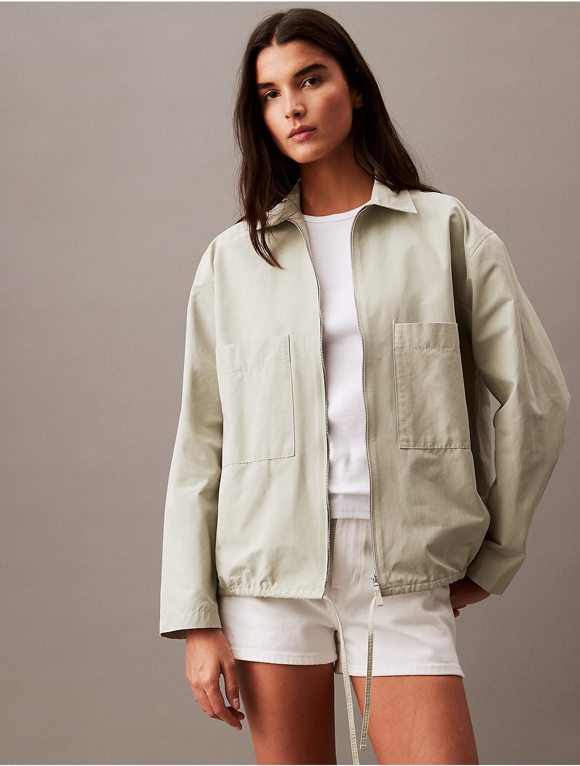 Calvin Klein Womens Tech Cotton Blend Full Zip Jacket - Ivory - L Product Image