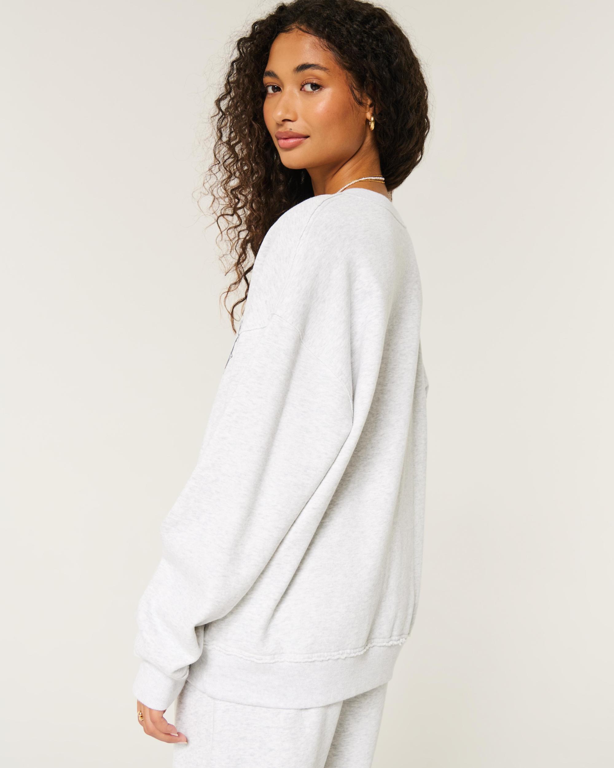 Oversized Camo Number Graphic Notch-Neck Sweatshirt Product Image