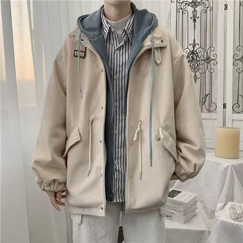 Hooded Mock Two Piece Button Up Jacket Product Image
