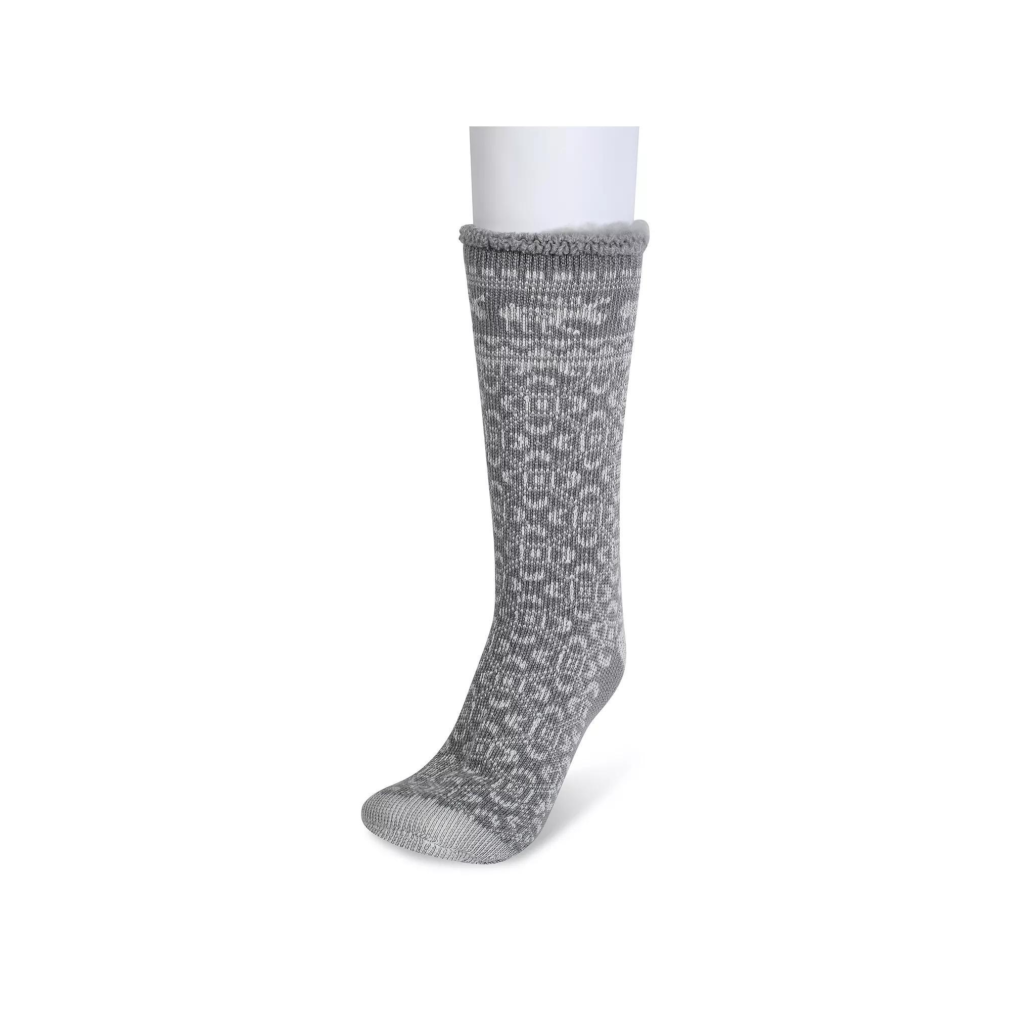 Women's GaaHuu 4X Brushed Pattern Thermal Socks, Gray Allover Fairisle Product Image