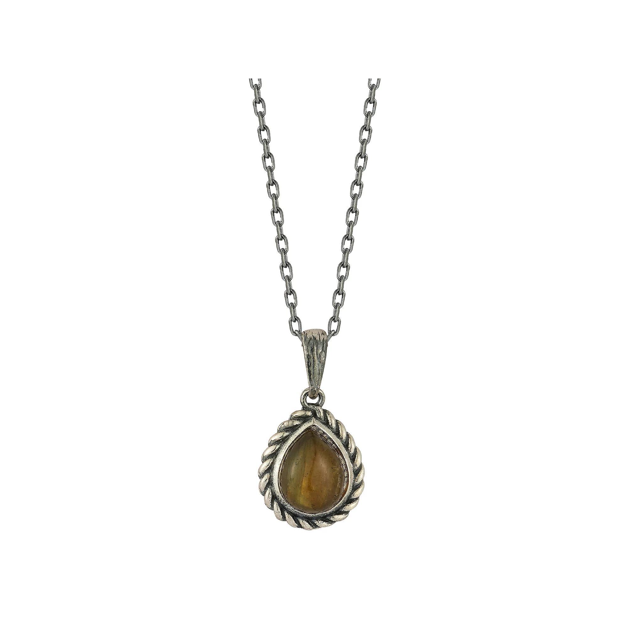 Sunkissed Sterling Oxidized Sterling Silver & Stone Teardrop Pendant Necklace, Women's, Size: 18", Silver Tone Labradorit Product Image