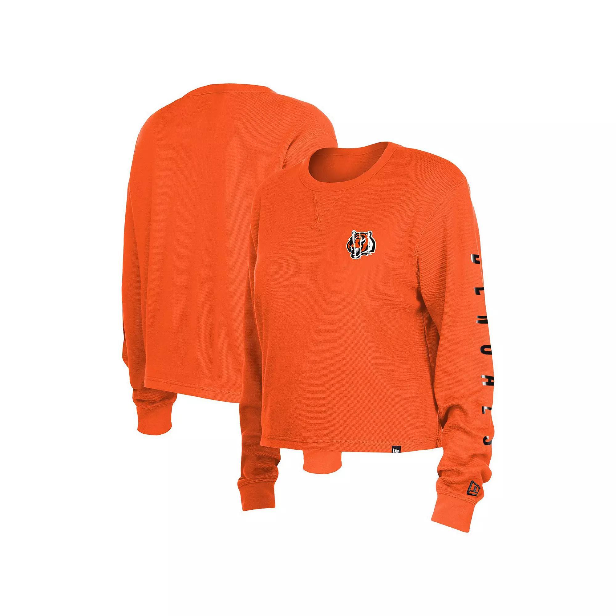 Women's New Era  Orange Cincinnati Bengals Thermal Crop Long Sleeve T-Shirt, Size: XS Product Image