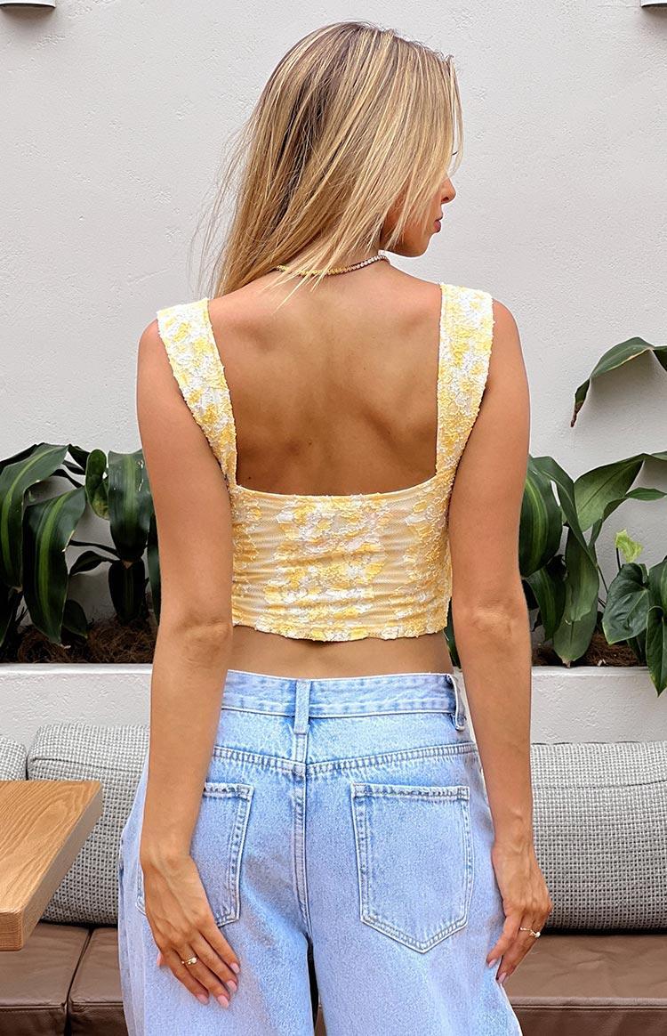Vida Yellow Lace Bow Top Girls Product Image