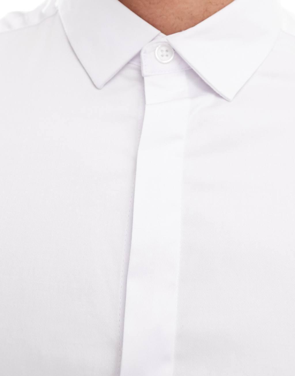 ASOS DESIGN slim sateen short sleeve shirt Product Image