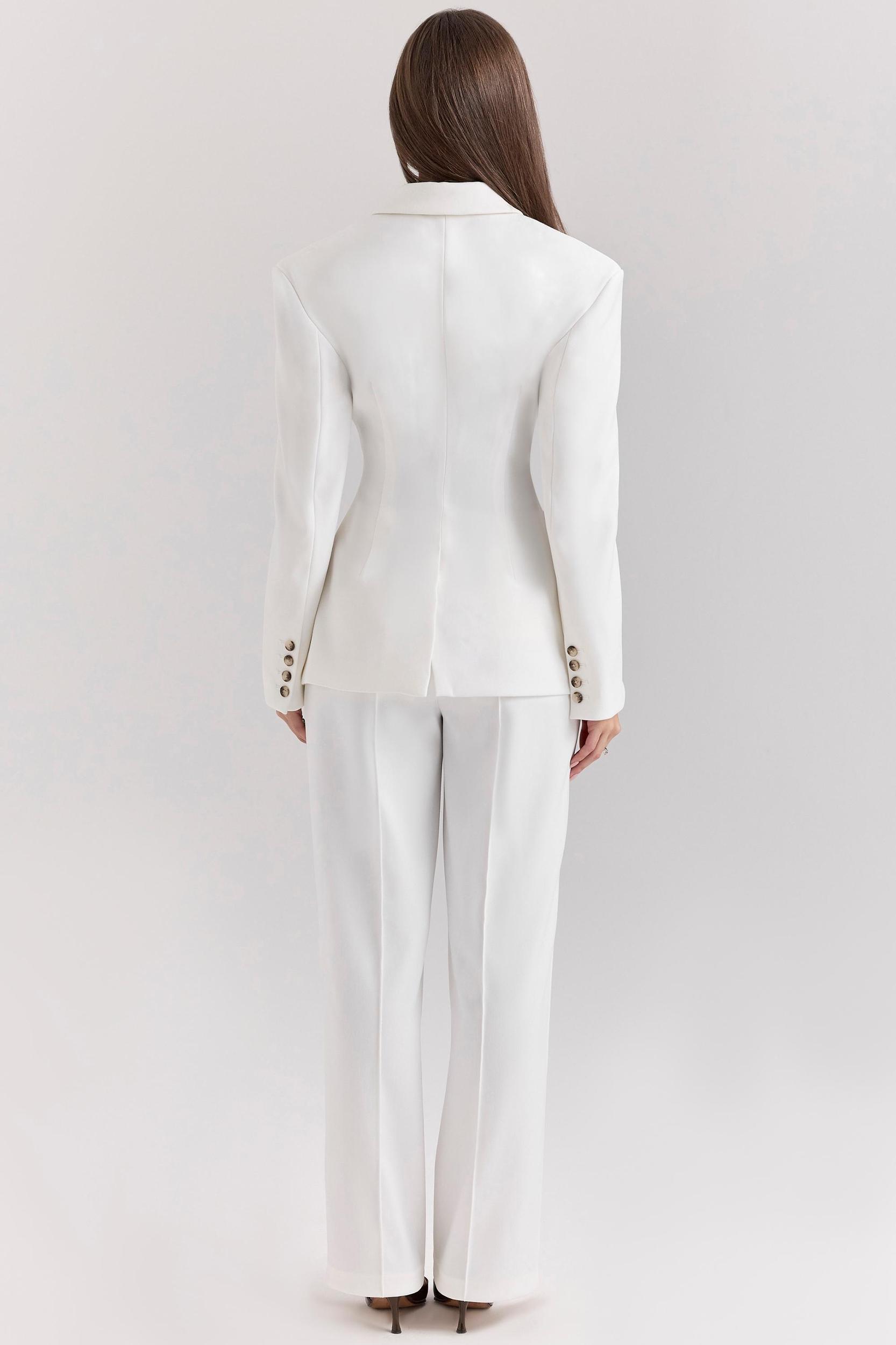 Hayden  white wide leg high waist tailored trousers Product Image