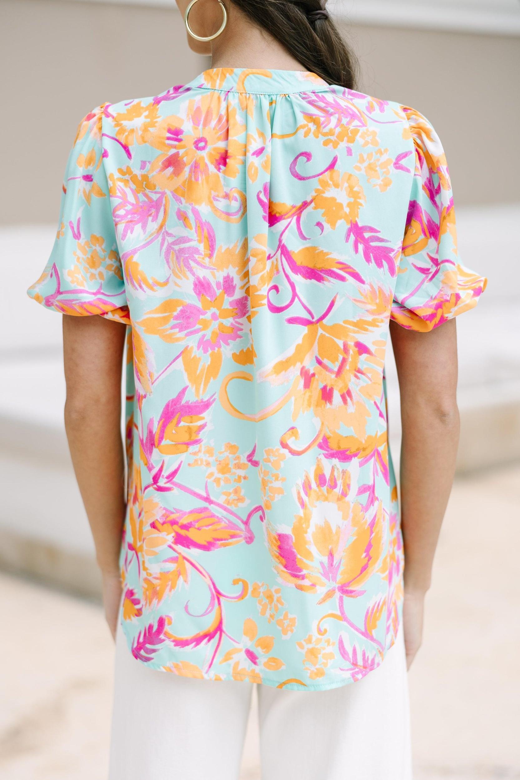 Reach Out To You Mint Green Floral Blouse Female Product Image