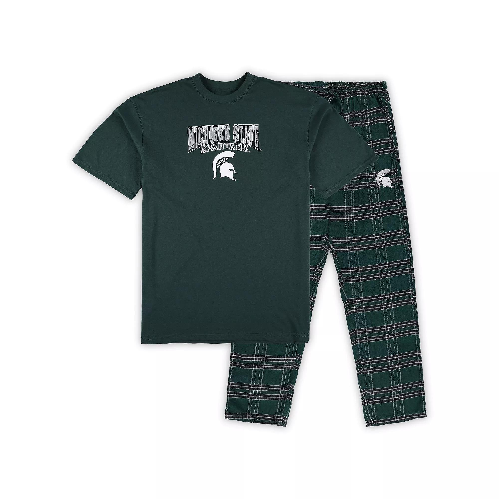 Men's Profile Green Michigan State Spartans Big & Tall 2-Pack T-Shirt & Flannel Pants Set, Size: 4XB Product Image