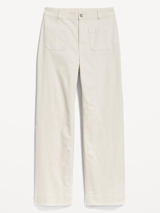 High-Waisted Crop Chino Wide-Leg Pants Product Image