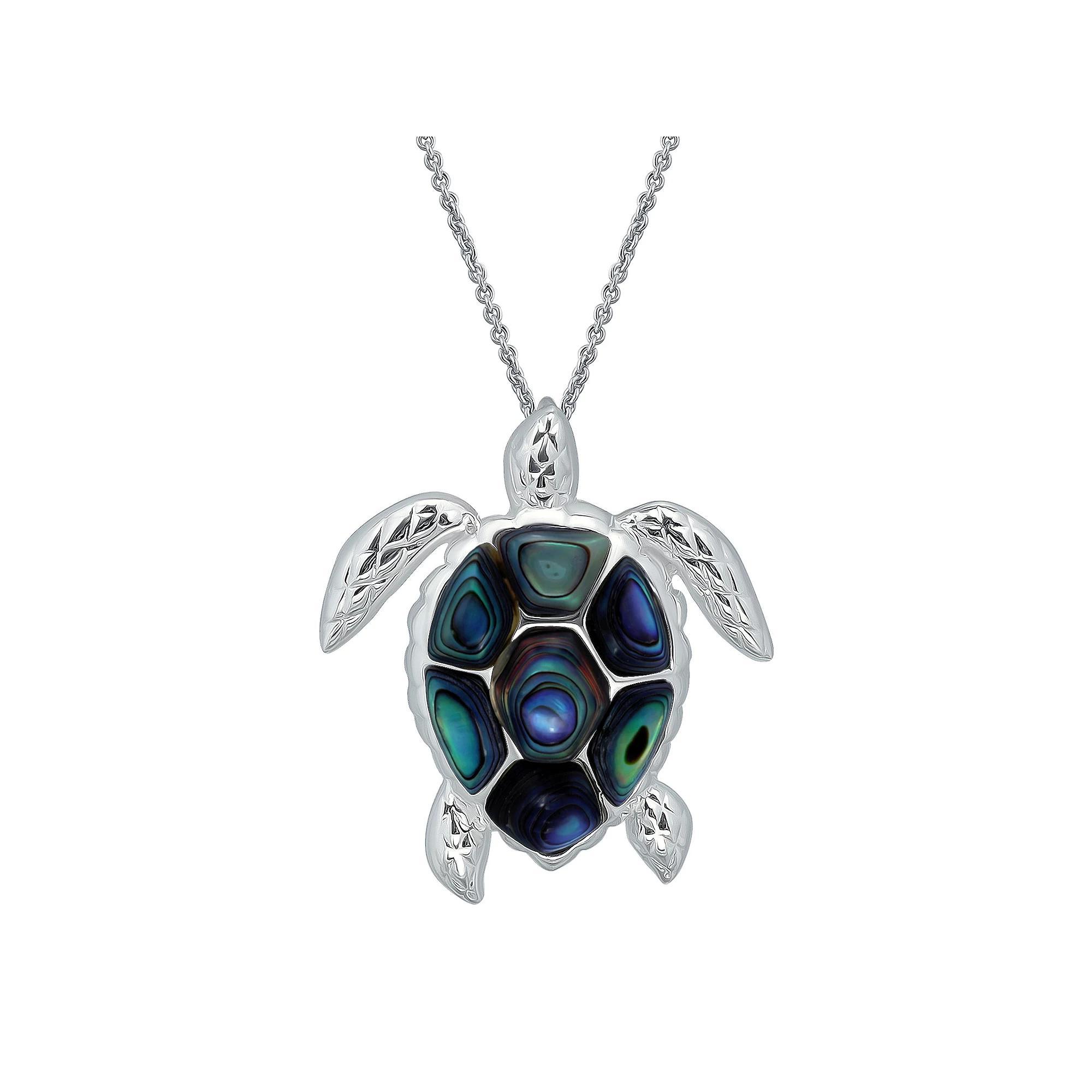 Aleure Precioso Silver Plated Abalone Turtle Pendant Necklace, Women's, Size: 18", Silver Tone Team Product Image
