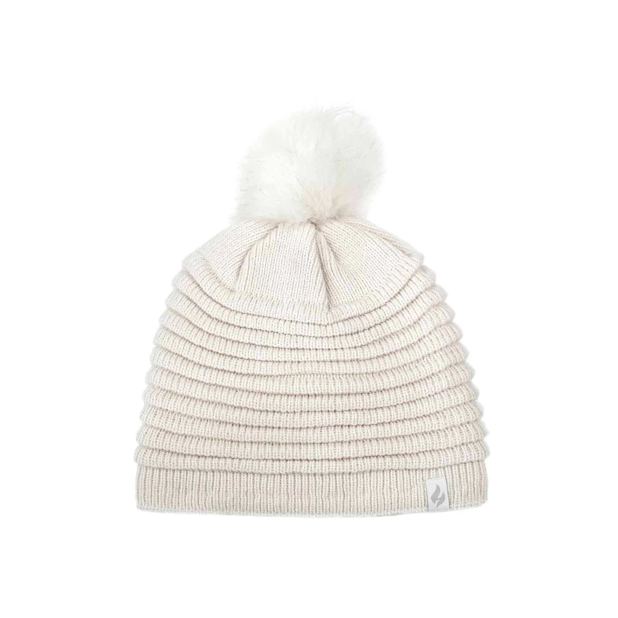 Women's Heat Holders Heatweaver Rib Knit Pom Pom Hat, Blue Product Image
