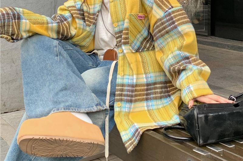 Plaid Pocket Detail Oversized Shacket Product Image