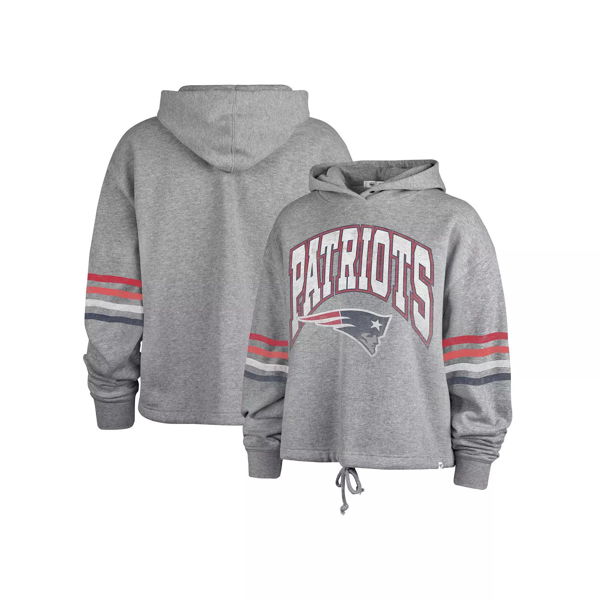 Women's '47 Gray New England Patriots Upland Bennett Pullover Hoodie, Size: Medium, Grey Product Image