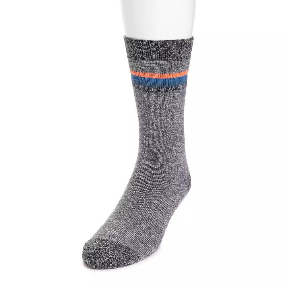 Men's MUK LUKS Stripe Top Crew Socks, Brown Tree Product Image