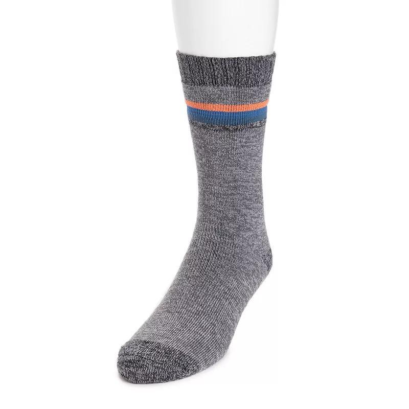 Men's MUK LUKS Stripe Top Crew Socks, Brown Tree Product Image